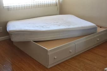 Full-sized bed frame with drawers and mattress - $120 1
