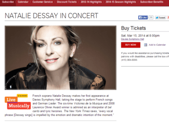 Ticket for San Francisco Symphony: Natalie Dessay in Concert 1