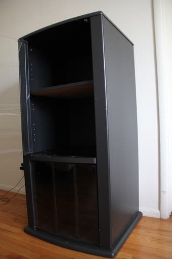 Cabinet / shelf with glass door (black wood) - $10 1