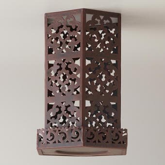 Wrought Iron Bronze Pillar Candle Holder with Turquoise Candle - $15 1