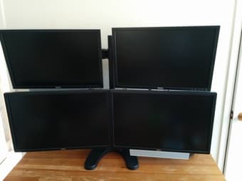 4 LCD Monitors (2x24inches, 2x2inches), Quad Monitor Stand, KVM - $500 1