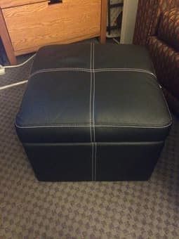 Leather ottoman for footrest, storage, or extra seating 1