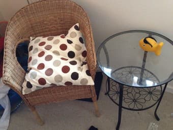 Patio chair + glass desk 1