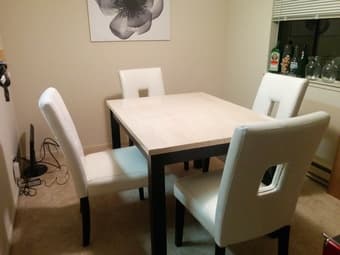 ****MODERN WHITE DINING SET (Marble Table and 4Leather chairs) $350*** 1