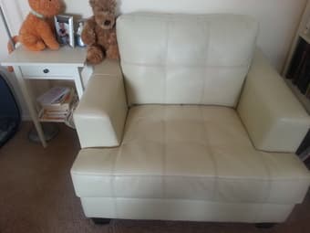 Ivory color leather sofa 1