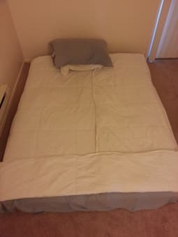 queen bed frame, one queen mattress and full-size mattress 2