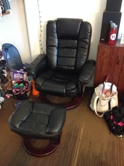 Faux-leather reclining chair and ottoman $250 1