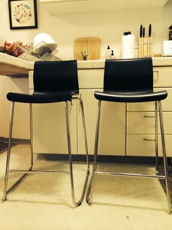 TWO BLACK IKEA GLEN BAR STOOLS CHAIRS 2