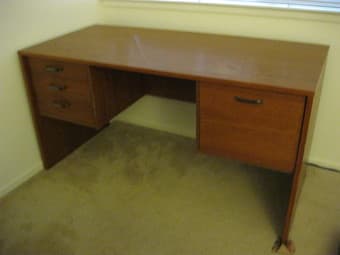 desk with storage and power strip $50 1