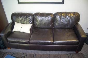 Black Leather Jennifer Convertible Couch 1