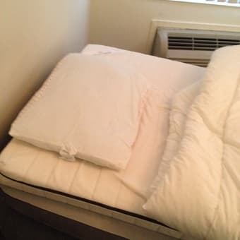 IKEA sultan mattress and wooden shelf 1