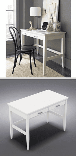 Crate & Barrel : Paterson White Desk/Lowe Olive Chair/Mint Green Lamp 2
