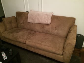 MOVING! Suede, three-seat sofa -- $100 OBO 1