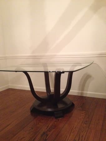 $425 Contemporary wood and glass top dining table 2