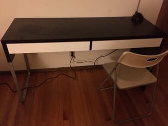 Selling table, desk, mini-fridge, and chest of drawers 2