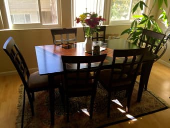 Dark Wood Dining Table w/6chairs- $200 OBO, Also Coffee Table-$50 OBO 2