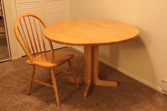 42" round wood table and chair 1