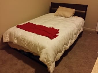 Moving Sale, queen size spring mattress $100, queen size bed $100.. 1