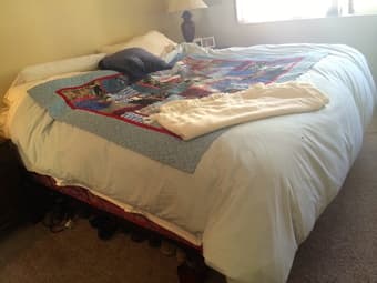 MOVING SALE-- bed, coffee table, book shelf 1