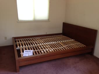 Ikea room divider shelf ($30), queen bed ($40), file cabinet ($10) 1