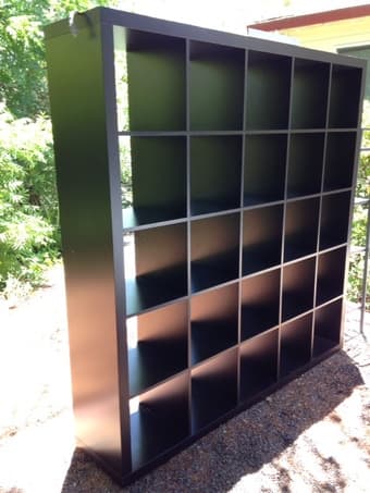 Ikea room divider shelf ($30), queen bed ($40), file cabinet ($10) 3