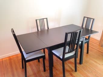 Dining table and chairs; armchair; office chair 1