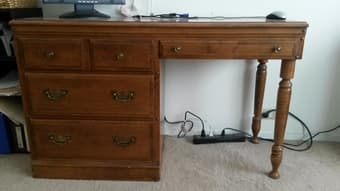 Solid Wood Desk with Drawers $75 OBO 1