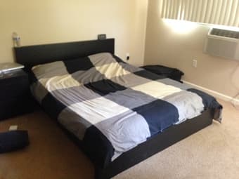 Queen Bed with Memory Foam Mattress and Nightstand for $150 OBO 1