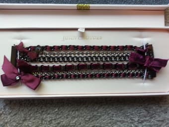 juicy couture velvet and satin ribbon multi chain bracelet (red) 1