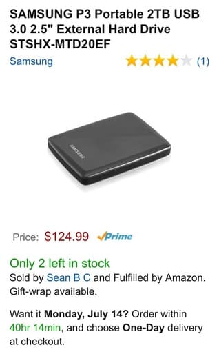 Samsung 2TB portable hard drive - brand new ($100) 2