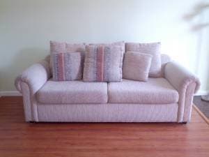 Lovely Light Grey Fabric Sloped Track Arm Sofa $150 1