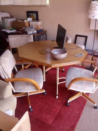 Dinner Table, 4 Chairs + Leaf - $50 1