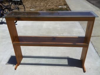 wooden book shelf with glass shelves - $100 1