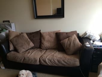 Moving Sale: Soft, Upholstered Two-Tone Sofa ($200) 1
