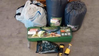 Coleman camping set (9x7ft Coleman tent, mattrasses, and other gear) 1