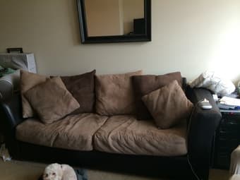 Moving Sale - Soft, Upholstered Two-Tone Sofa ($150) - Awesome deal! 1