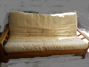 Wood Queen Bed / Sofa Bed, Great Condition,   $80 3