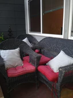 3-Piece Patio Set, 4 Kitchen Chairs, 2 Framed Italian Posters 2