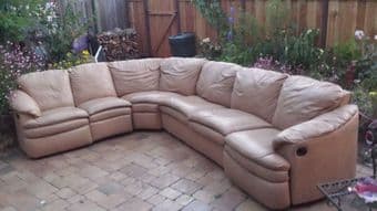 Leather Sectional with sleeper bed and recliners - $400 1