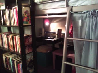 Loft bed (full) for sale -- steel frame w/ free mattress - $100 2