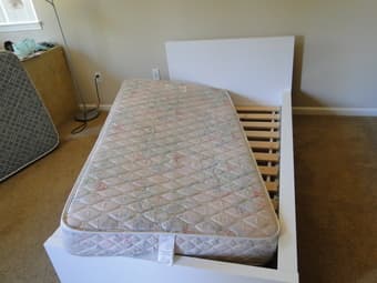 Ikea MALM twin bed+slats $65, or $100 including mattress 1