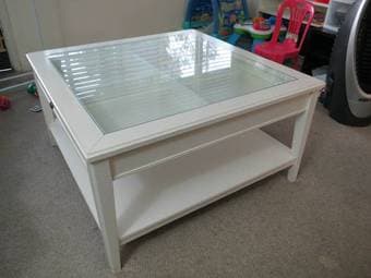Beautiful IKEA glass/wooden coffee table - $70 1