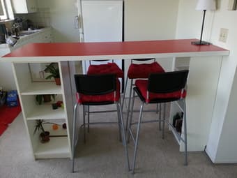 HOME-MADE BAR (IKEA COUNTERTOP AND BOOKCASES) - $100 1