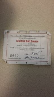 Stanford Golf Course Student Pass for $80 ($20 x 4passes) 1