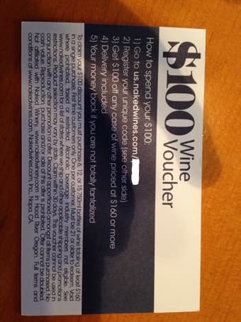 $10 for $100 Wine Voucher 1