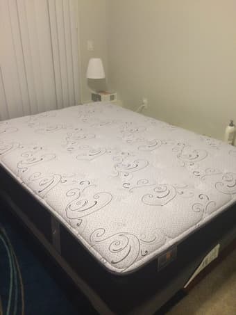 Englander queen size mattress + box spring + frame = $450 1