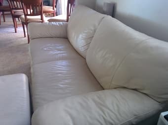 $380 - White leather couch with ottoman 2