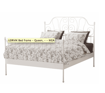 $80--Full Size Ikea LEIRVIK White Bed Frame and Box Spring ON CAMPUS 1