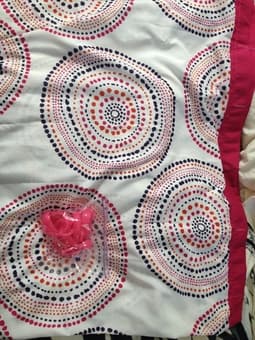 Pink Shower Curtain, Rings + Garbage Bin - $8 1