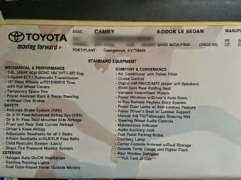 Toyota Camry 2007 LE - 88,000 miles 1